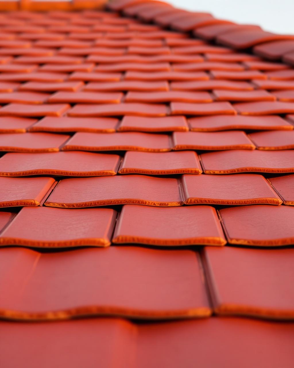 Makrofotografia dachówki ceramicznej po renowacji